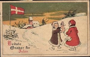 Ansichtskarte / Postkarte Glückwunsch, Kinder, Puppe, Dänische Fahne