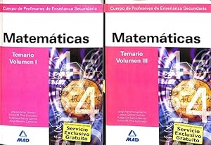 Seller image for CUERPO DE PROFESORES DE ENSEANZA SECUNDARIA. MATEMTICAS. TEMARIO. VOLUMEN I Y III. for sale by Librera Smile Books