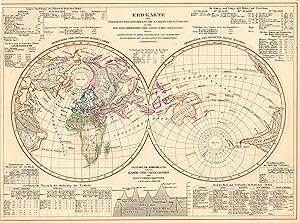 Bild des Verkufers fr Stahlstich- Karte b. B.I., "Erdkarte zur bersicht der Vertheilung des Starren und Flssigen so wie der Verschiedenheit der Oberflchen Gestaltung. Nebst Andeutungen zu einer Arithmetisch - Geographischen Entwicklung der Wagerechten und Senkrechten Ausdehnungen". zum Verkauf von Antiquariat Clemens Paulusch GmbH