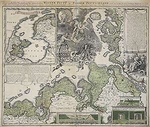 Kupferstich- Karte, b. J. B. Homann, "Geographische Vorstellung der jämerlichen Wasser-Flutt in N...