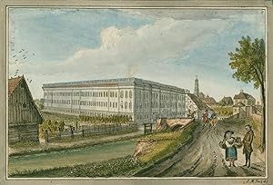 Teilansicht, (ehem.) Schüle'sche Kattunfabrik von der Friedberger Straße aus gesehen.