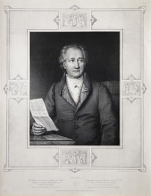 Bild des Verkufers fr (Frankfurt a. M. 28. 08. 1749 - 22. 03. 1832 Weimar). Theaterleiter, Naturwissenschaftler und Kunsttheoretiker. Brustbild mit Brief, "Goethe". zum Verkauf von Antiquariat Clemens Paulusch GmbH