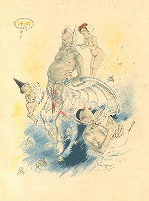 Histoire sans parole - Karikatur eines Zentaur zum Jahr 1905 (Schloss mit Schlüssel oben links).