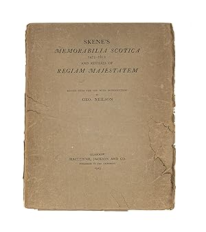 Imagen del vendedor de Skene's Memorabilia Scotica, 1475-1612 and Revisals of Regiam. a la venta por The Lawbook Exchange, Ltd., ABAA  ILAB
