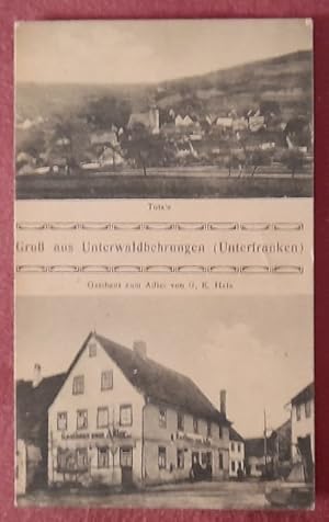 Bild des Verkufers fr Ansichtskarte AK Gruss aus Unterwaldbehrungen (Totale und Gasthaus zum Adler von G.K. Hein) zum Verkauf von ANTIQUARIAT H. EPPLER