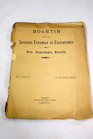 Imagen del vendedor de Boletn de la Sociedad Espaola de Excursiones, Ao 1926, vol. 34, n 4:: Tiziano en el Museo del Prado. V; Los estratos en las excavaciones de la Acrpoli.; Visita al palacio de los Marqueses de la Romana.; En el Museo del Prado: Conferencias de Arte cristiano. I; Nuevas noticias referentes al poeta Garcilaso de la Vega.; Cermica Farmacutica. III a la venta por Alcan Libros