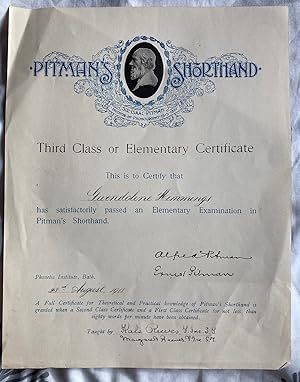 Pitman's Shorthand Third Class or Elementary Certificate