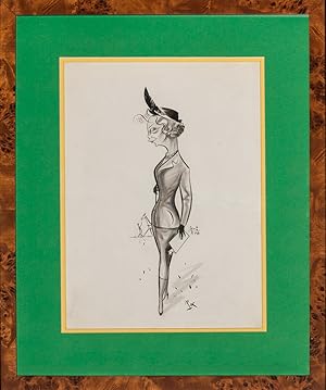 Imagen del vendedor de Lady At Turf Race Original Pen & Ink Drawing by "Peb" (b.1926-) a la venta por The Cary Collection