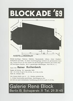 Exhibition card: Blockade '69: Raum VIII Reiner Ruthenbeck (26 September-29 October 1969)