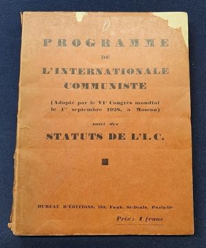 Programme de l'internationale communiste ( adopté par le VIe congrés mondial le 1er septembre 192...