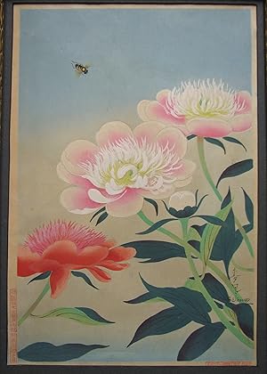 Flowers and Bee - Original Wood Block