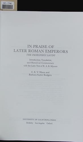 Seller image for In praise of later Roman emperors. for sale by Antiquariat Bookfarm