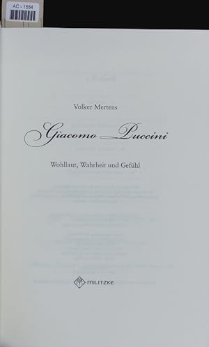 Bild des Verkäufers für Giacomo Puccini. zum Verkauf von Antiquariat Bookfarm
