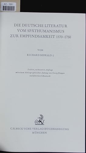 Bild des Verkufers fr Geschichte der deutschen Literatur von den Anfngen bis zur Gegenwart. zum Verkauf von Antiquariat Bookfarm