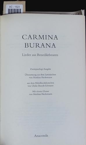 Seller image for Carmina Burana. Lieder aus Benediktbeuren. for sale by Antiquariat Bookfarm