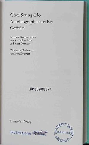Bild des Verkufers fr Autobiographie aus Eis : Gedichte. zum Verkauf von books4less (Versandantiquariat Petra Gros GmbH & Co. KG)