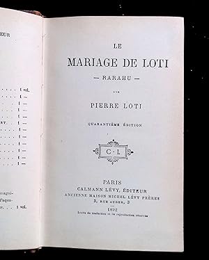 Image du vendeur pour Le mariage de Loti Rarahu mis en vente par LibrairieLaLettre2
