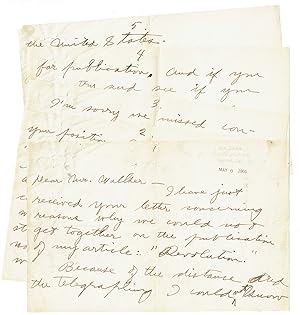 Autograph letter signed and a letter in the hand of Londons wife signed by Jack London.