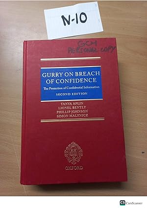 Bild des Verkufers fr Gurry on Breach of Confidence 2nd edition by Aplin and Bently zum Verkauf von UK LAW BOOK SELLERS LTD