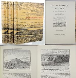 Seller image for DE ISLANDSKE SAGAER. Paa Dansk ved selskabet til udgivelse af Islandske Sagaer. Med tegninger fra Island af Johannes Larsen. for sale by Francis Edwards ABA ILAB