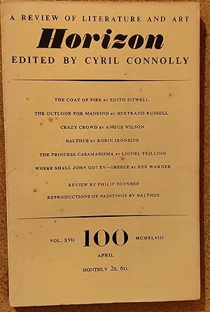 Bild des Verkufers fr Horizon April 1948 / Edith Sitwell "The Coat Of Fire" / Bertrand Russell "The Outlook For Mankind" / Angus Wilson "Crazy Crowd" / Robin Ironside "Balthus" / Lionel trilling "The Princess Casamassima" / Rex Warner "Where Shall John Go? XV-Greece" zum Verkauf von Shore Books