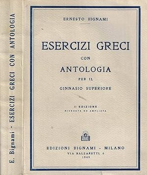 Bild des Verkufers fr Esercizi greci con antologia per il ginnasio superiore zum Verkauf von Biblioteca di Babele
