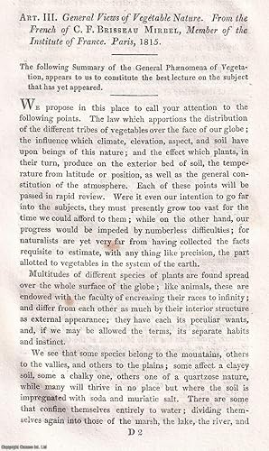 Seller image for General Views of Vegetable Nature, by C.F. Brisseau Mirbel, Member of the Institute of France, Paris, 1815. An uncommon original article from the Journal of Science and the Arts, 1817. for sale by Cosmo Books