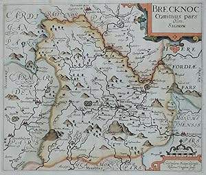 Antique Map BRECKNOCKSHIRE BRECONSHIRE WALES Saxton & Kip, Vaughan, Camden 1637