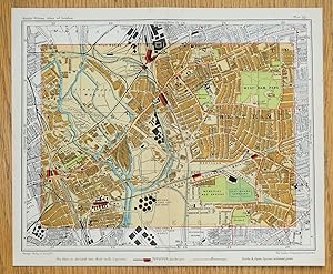 Antique Map WEST HAM, STRATFORD, BOW, BROMLEY London street plan c1925