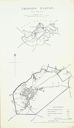 Antique Map CHIPPING NORTON,OXFORDSHIRE England Street Plan,Dawson Original 1832