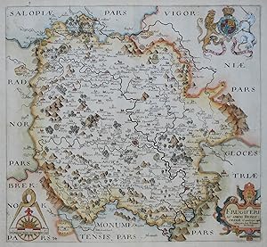 Antique Map HEREFORDSHIRE, Saxton & Hole, Camden original 1637