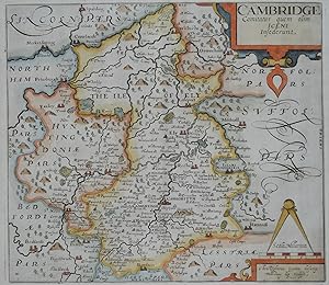 Antique Map CAMBRIDGESHIRE, Saxton & Kip, Camden original 1637