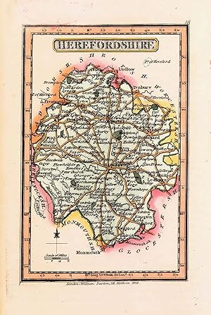 Antique Map HEREFORDSHIRE, Darton Original Hand Coloured Miniature County Map c1822