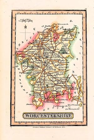 Antique Map WORCESTERSHIRE, Darton Original Hand Coloured Miniature c1822
