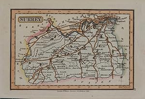 Antique Map SURREY & LONDON, Darton Original Hand Colour Miniature c1822