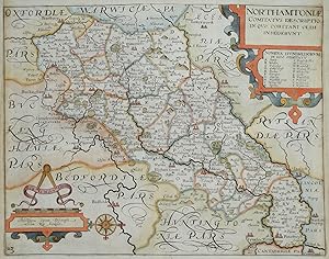 Antique Map NORTHAMPTONSHIRE, Saxton & Kip, Camden original 1637