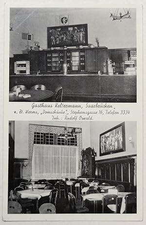 Imagen del vendedor de 2 Innenansichten des Gasthauses. Ansichtskarte aus der Zeit der 1. Evakuierung 1940. a la venta por Antiquariat Martin Barbian & Grund GbR