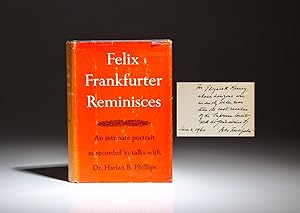 Seller image for Felix Frankfurter Reminisces; Recorded In Talks With Dr. Harlan B. Phillips for sale by The First Edition Rare Books, LLC