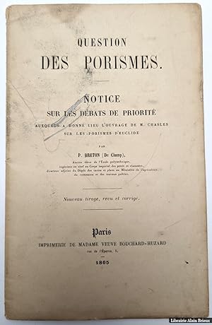 Imagen del vendedor de Question des porismes a la venta por Librairie Alain Brieux