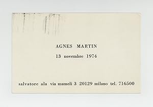 Exhibition postcard: Agnes Martin (opens 13 November 1974)