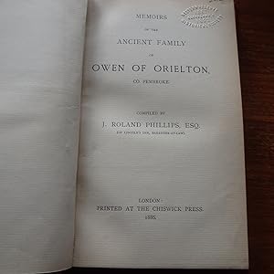 Memoirs of the Ancient Family of Owen of Orielton, Co.Pembroke