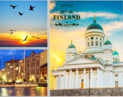Postcard collage Welcome to Finland Helsinki