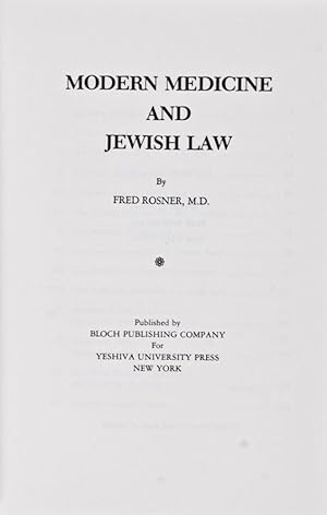 Bild des Verkufers fr Studies in Torah Judaism: Modern Medicine and Jewish Law zum Verkauf von ERIC CHAIM KLINE, BOOKSELLER (ABAA ILAB)