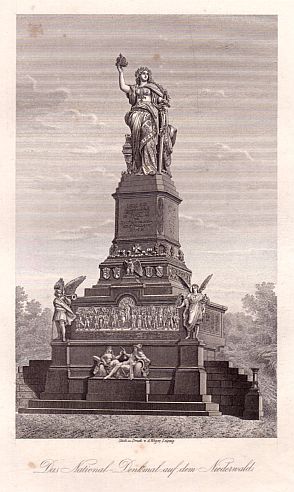 Bild des Verkufers fr Das National-Denkmal auf dem Niederwald. Stahlstich von A.Weger. zum Verkauf von Antiquariat Heinz Tessin