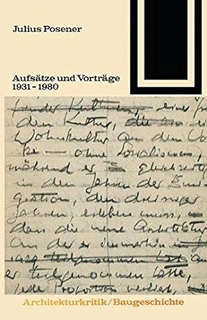 Bild des Verkufers fr Aufstze und Vortrge 1931 - 1980 (Bauwelt Fundamente) (German Edition) zum Verkauf von Die Buchgeister