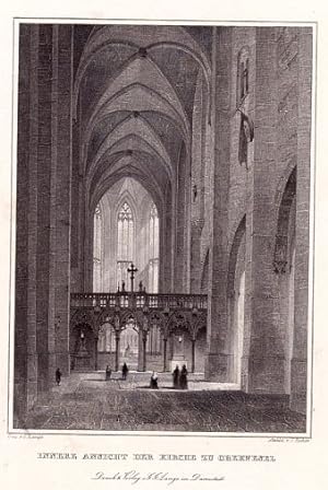 Bild des Verkufers fr Innere Ansicht der Kirche zu Oberwesel. Stahlstich von J.Richter nach L.Lange. zum Verkauf von Antiquariat Heinz Tessin