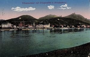 Bild des Verkufers fr mit Drachenfeld u. Drachenburg. Ansichtskarte in farbigem Lichtdruck. Abgestempelt Mehlen 29.10.1916. zum Verkauf von Antiquariat Heinz Tessin