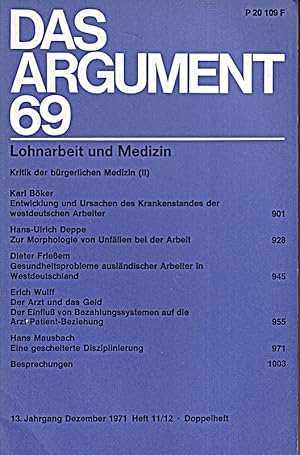 Imagen del vendedor de Das Argument 69 - Lohnarbeit und Medizin a la venta por Die Buchgeister