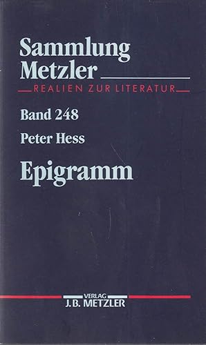 Immagine del venditore per Sammlung Metzler, Bd. 248: Epigramm venduto da Die Buchgeister