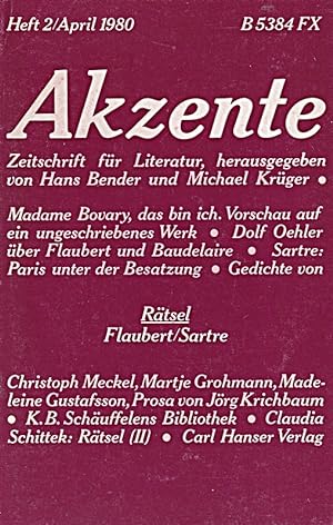 Seller image for Akzente. Zeitschrift fr Literatur. 27.Jahrgang Heft 2 Februar 1980. for sale by Die Buchgeister